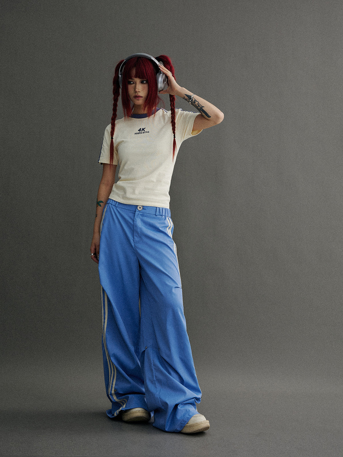 Unisex Side-Line Wide-Leg Casual Jersey Pants