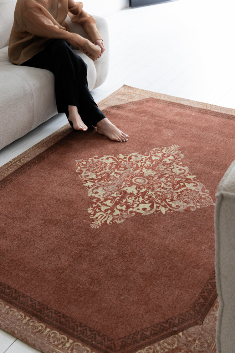 Classic British Oak-hued Persian Rug