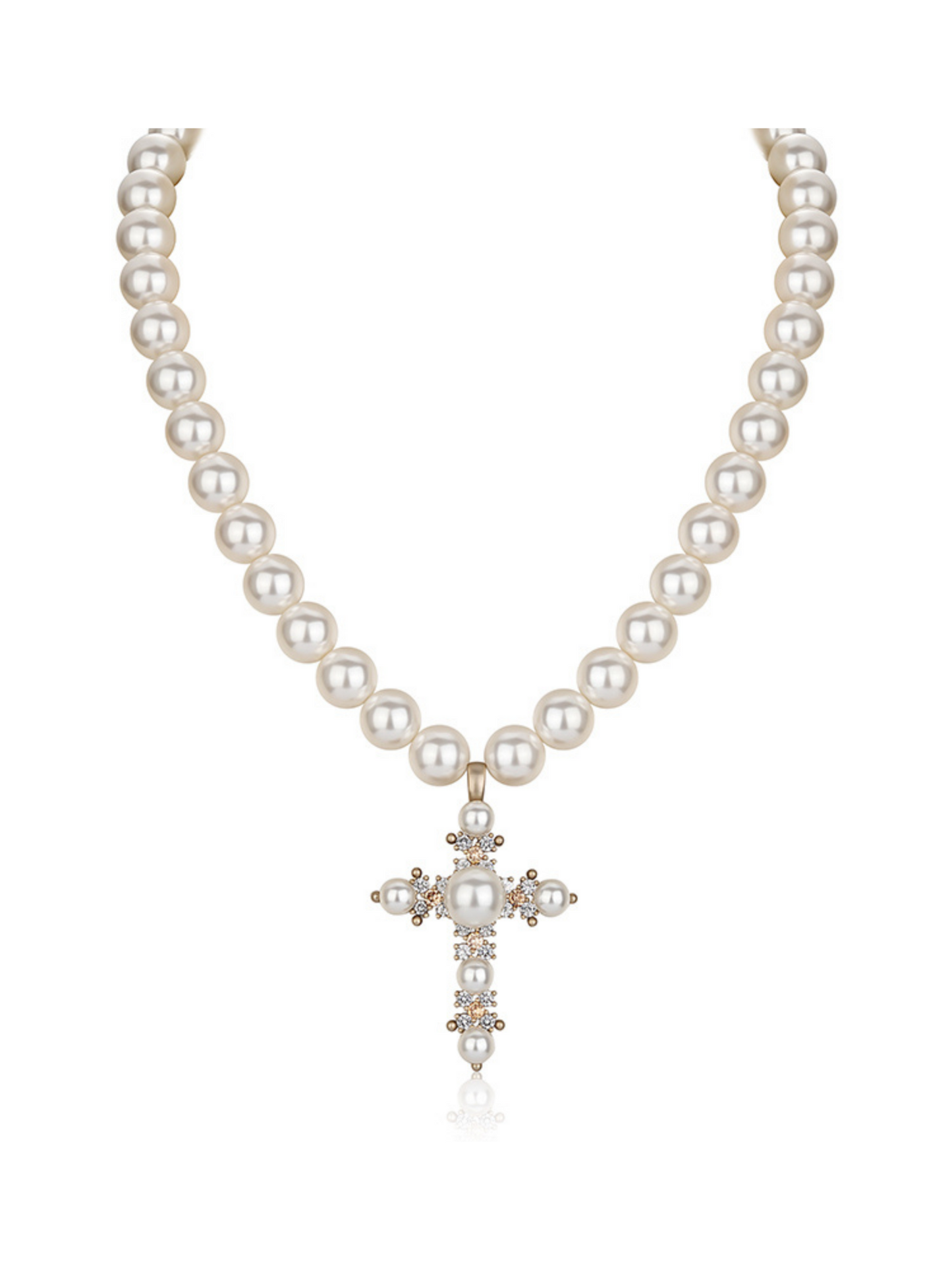 Vintage Baroque Pearl Cross Necklace/Sweater Chain