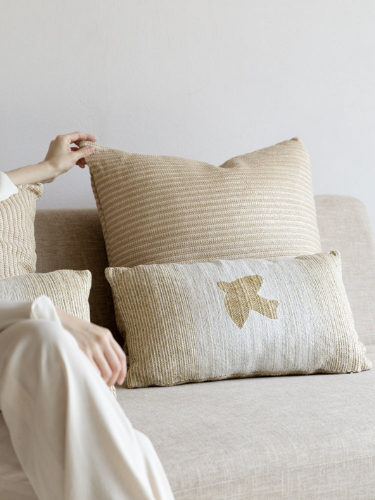 Moroccan "Peace Swallow" Embroidered Lumbar Pillow