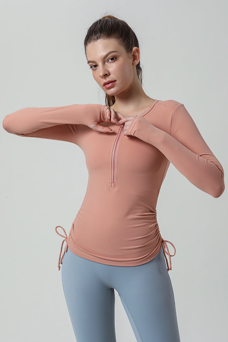 드로스트링이 있는 긴소매 튜닉 셔츠