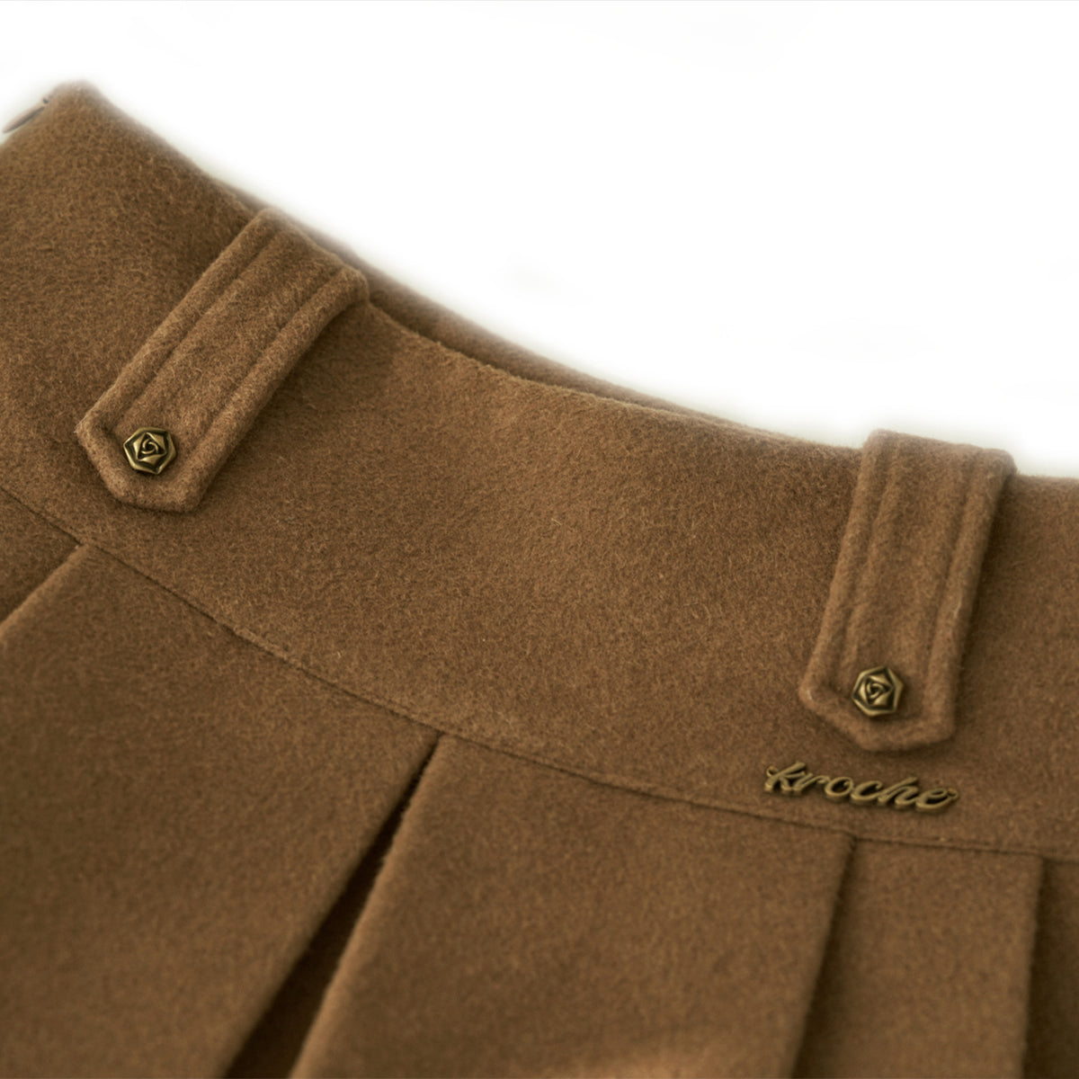 Kroche Vintage Woolen Pleated Skirt Brown