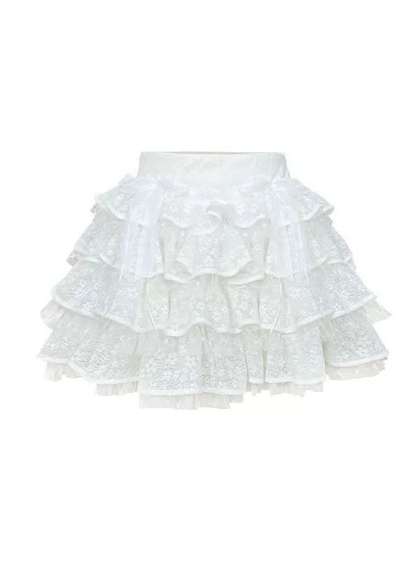 Printed Flower Mesh Tutu Skirt