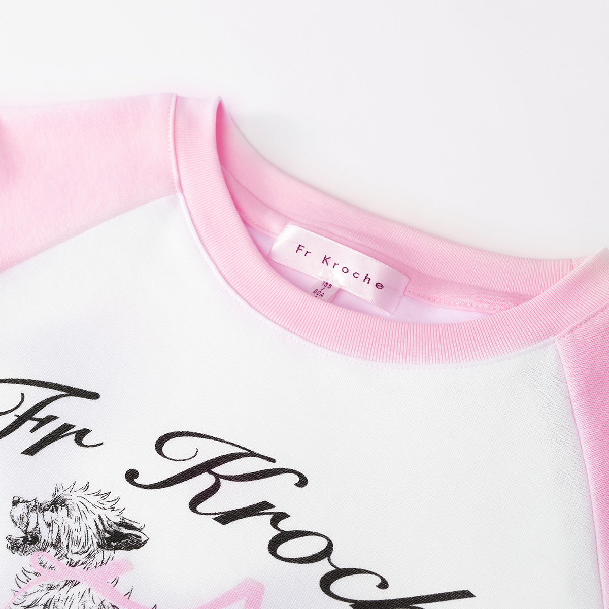 Kroche Hand Painted Puppy Raglan T-Shirt Pink