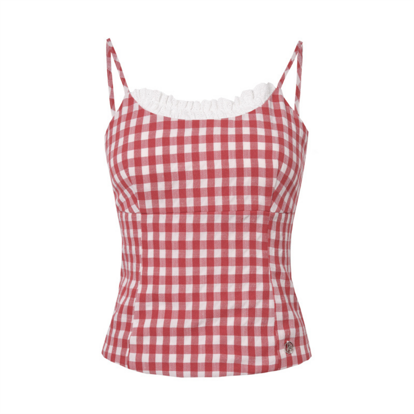 Kroche Plaid Lace Edge Patchwork Vest Blue