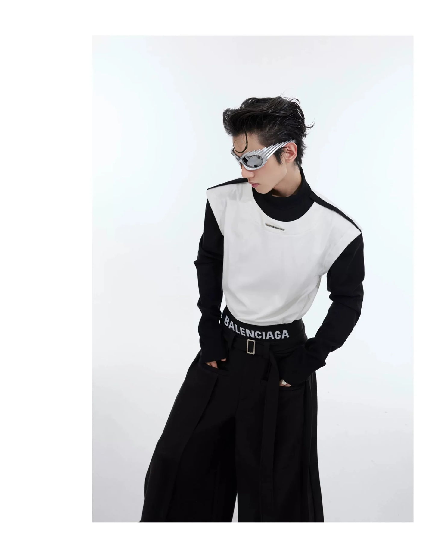 2-in-1 Slim-Fit Spliced Base Layer Color Block Long Sleeve T-Shirt