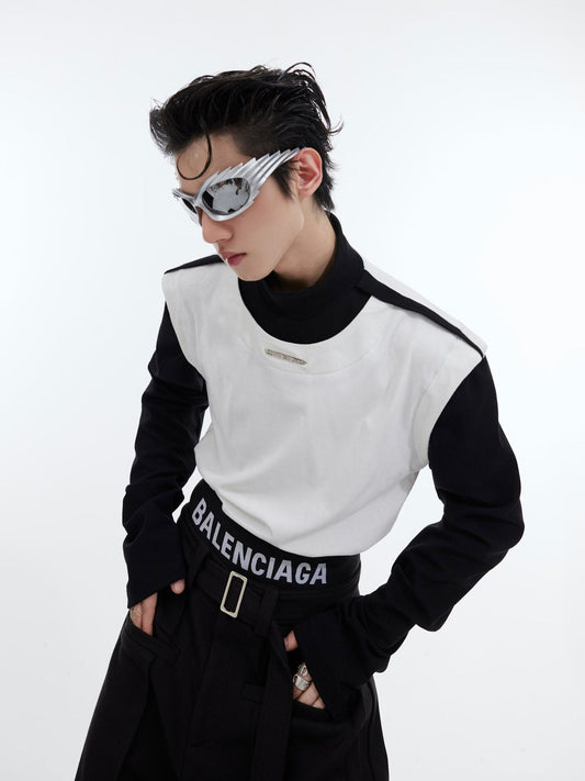 2-in-1 Slim-Fit Spliced Base Layer Color Block Long Sleeve T-Shirt