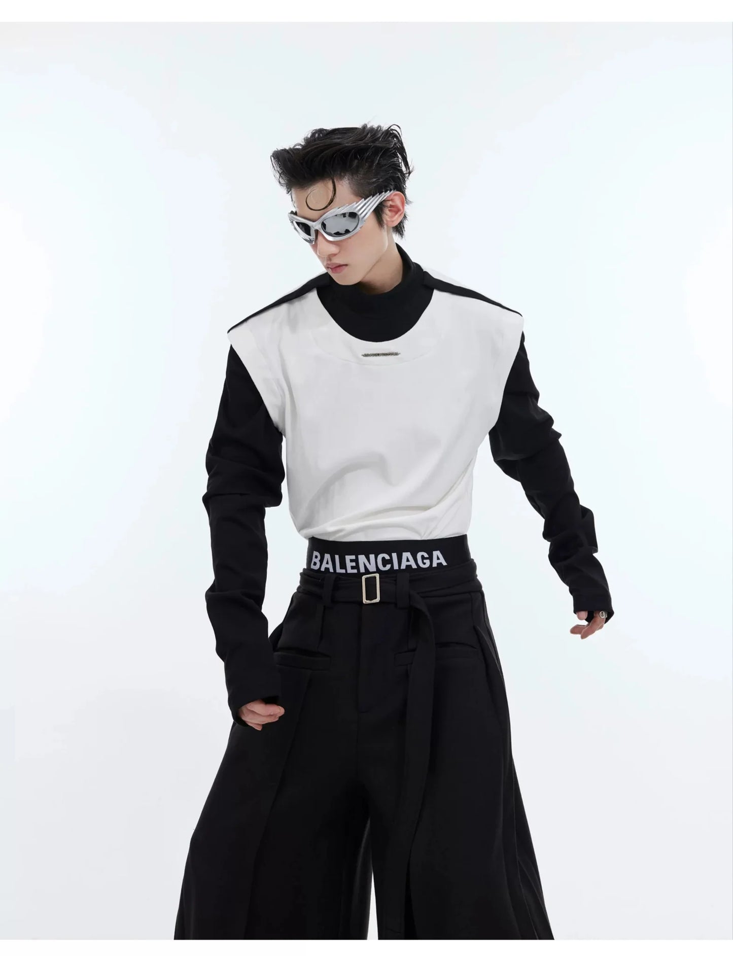 2-in-1 Slim-Fit Spliced Base Layer Color Block Long Sleeve T-Shirt