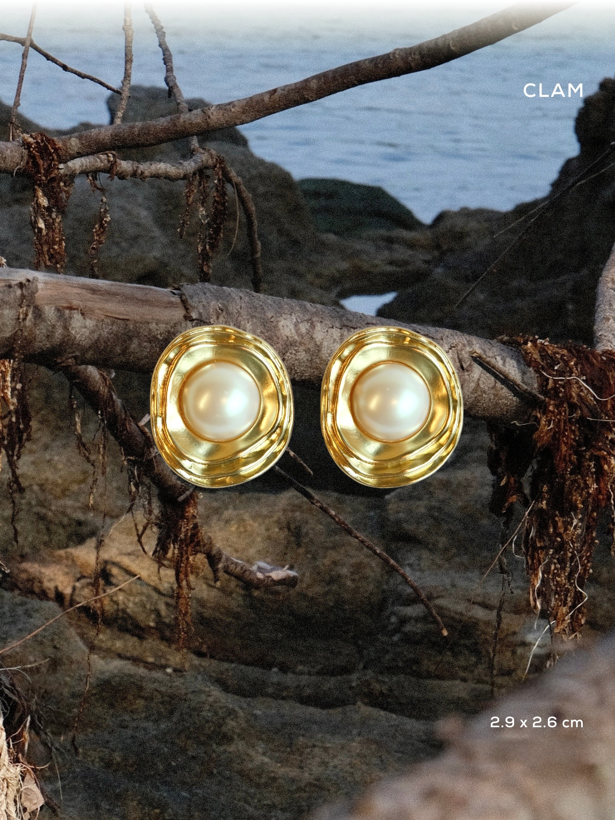 “Pearl Shell” Designer Vintage Clip-On Earrings