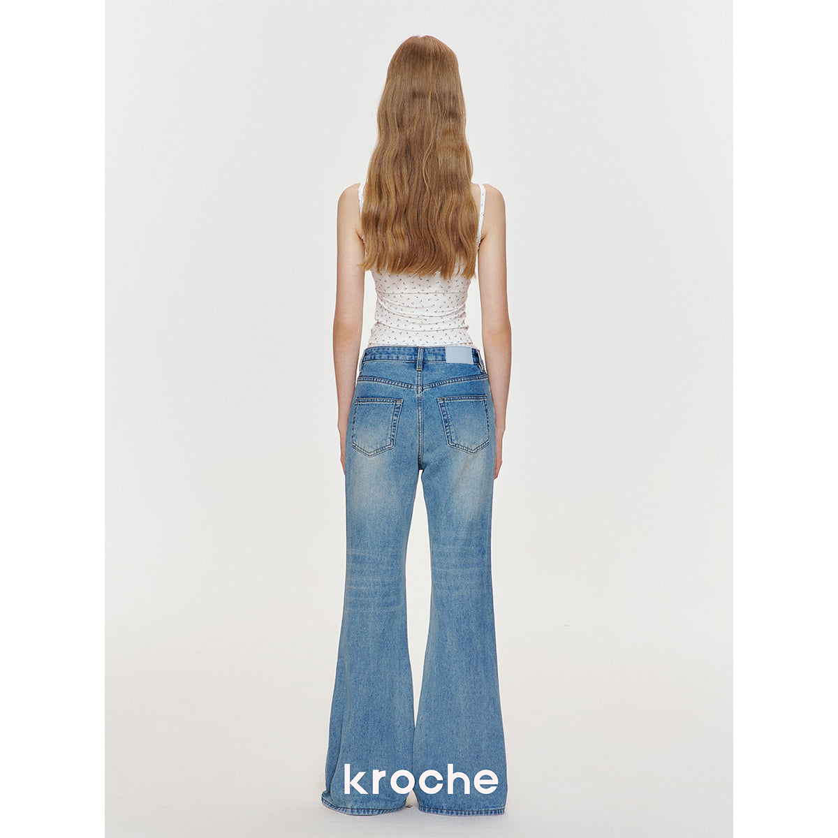 Kroche Lace Edge Floral Chest Pads Vest Blue