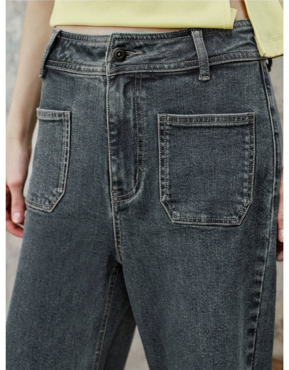 Front Pocket Wide-Leg Jeans