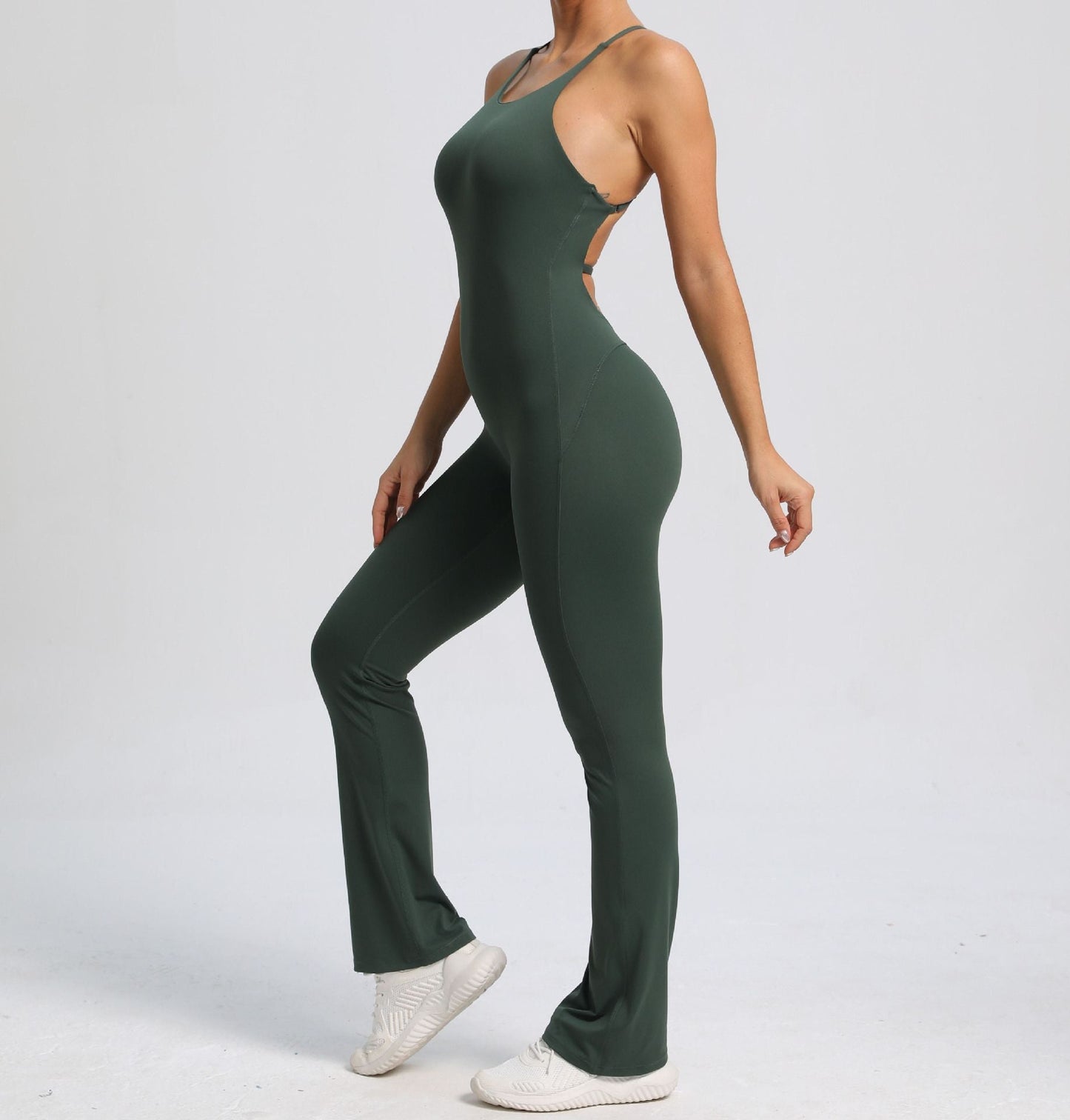 Power Backless Flared Jumpsuit