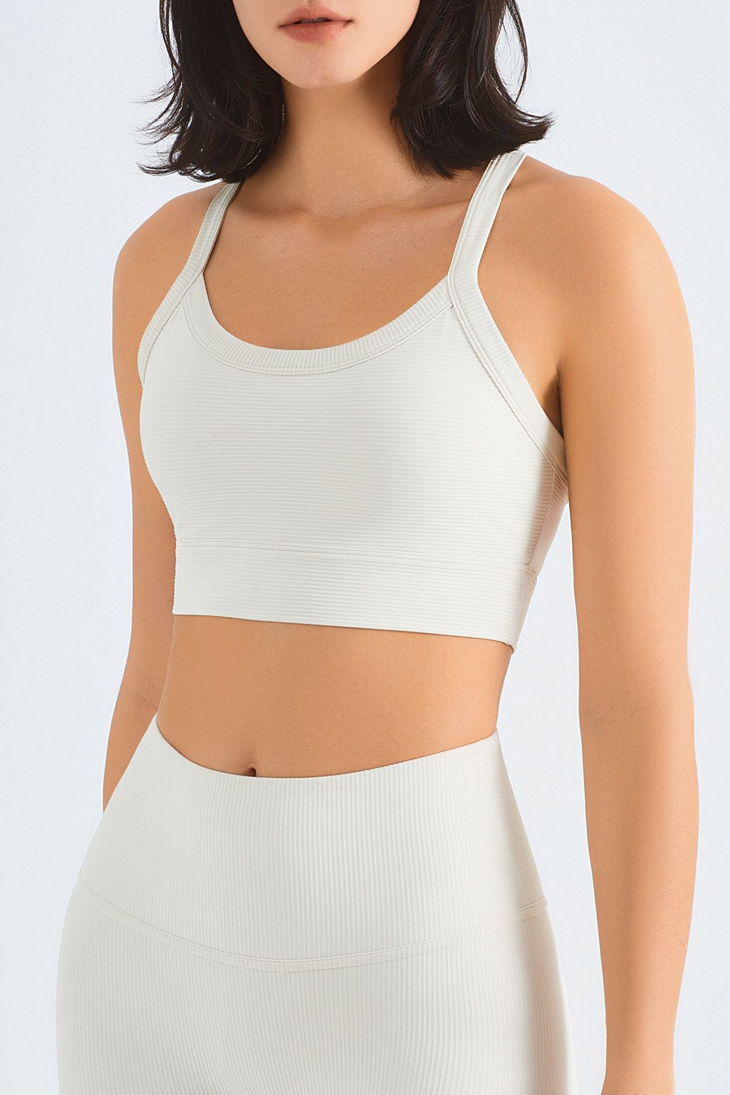 Rib-Knit Crossover Sports Bra