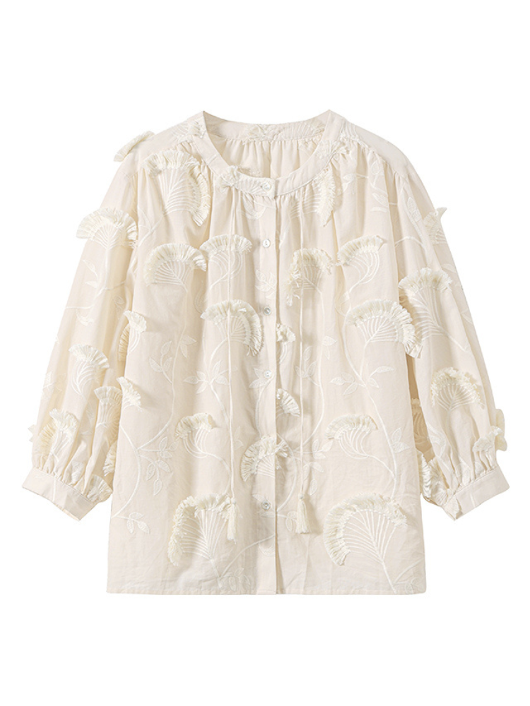 Embroidered Cotton Fringe Shirt