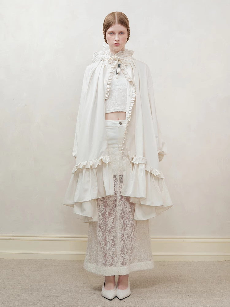 레이스 H라인 쉬어플라워 자수 여성스러운 롱스커트 