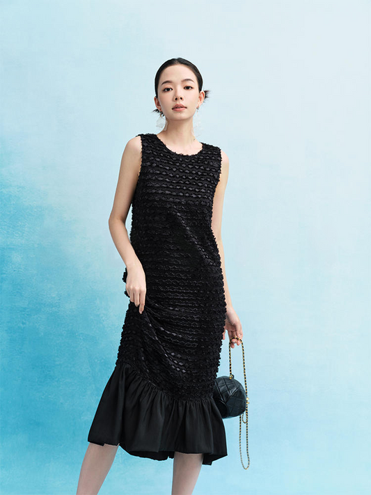 Romantic Black French A-line Dress for Summer