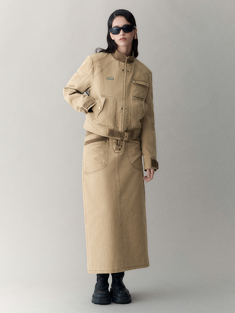 레이스업 빈티지 펜슬 레트로 타이트 롱스커트