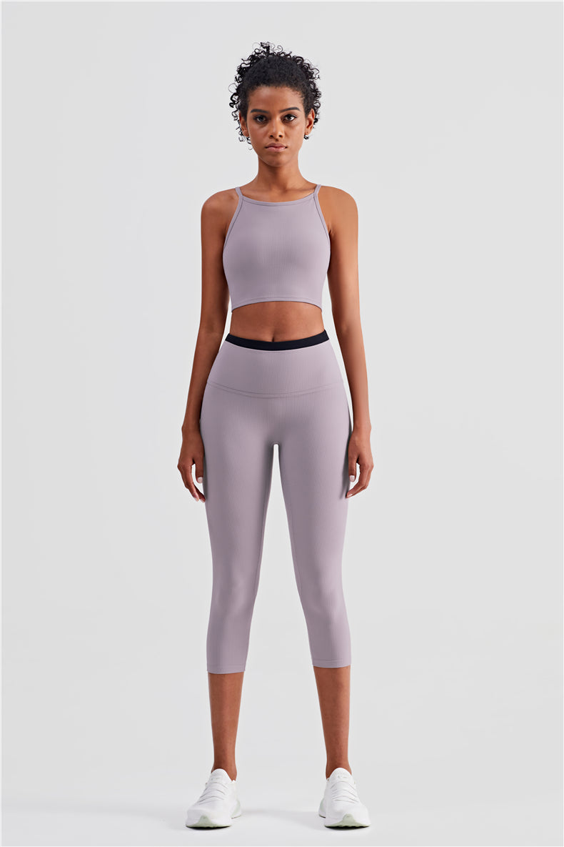 Ribbed Bra Top & Capri Legging Activewear Sets