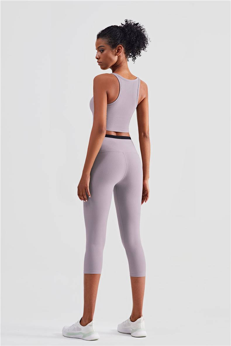 Ribbed Bra Top & Capri Legging Activewear Sets