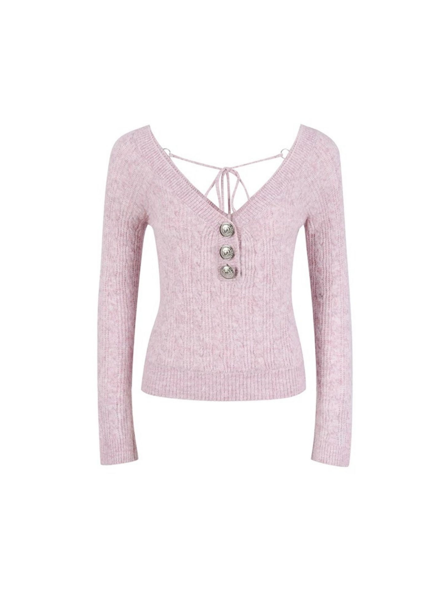 Two-Way Sweetheart Knit Sweater - Halter Neck & Cardigan