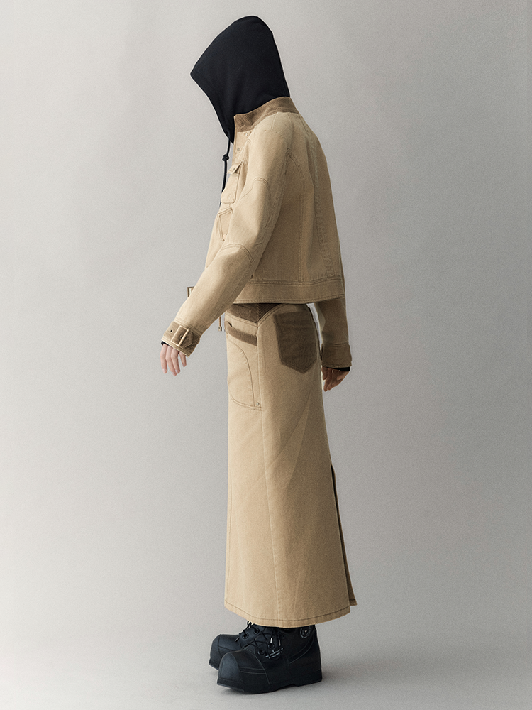 레이스업 빈티지 펜슬 레트로 타이트 롱스커트