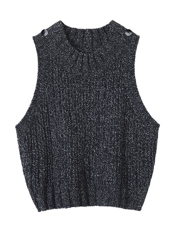 Sleeveless Cropped Casual Tight Knit