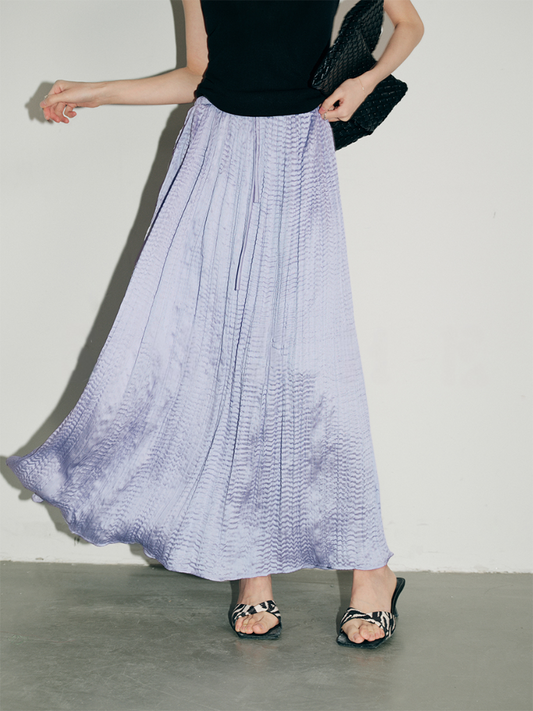 Pearl Satin Elastic Waist Ankle-Length Skirt