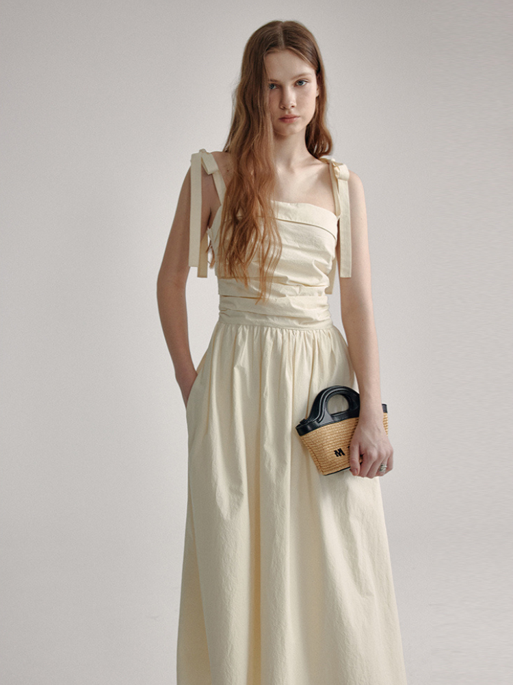 Pleated Waist A-line Summer Dress