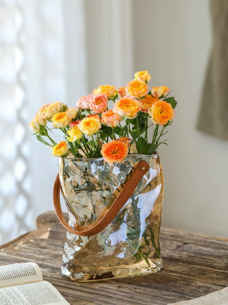 Handbag Style Glass Flower Vase