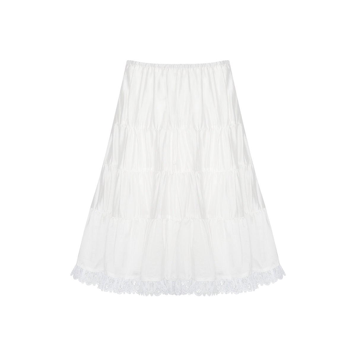Kroche Lace Patchwork Tiered Skirt White