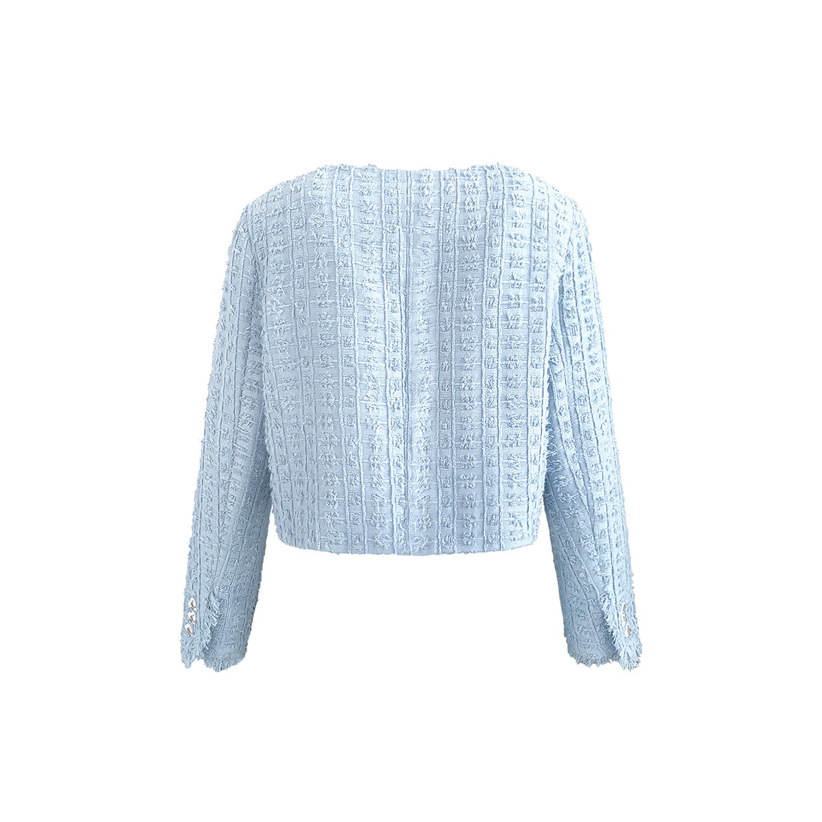 Kroche Tassel Heart Button Tweed Jacket Blue