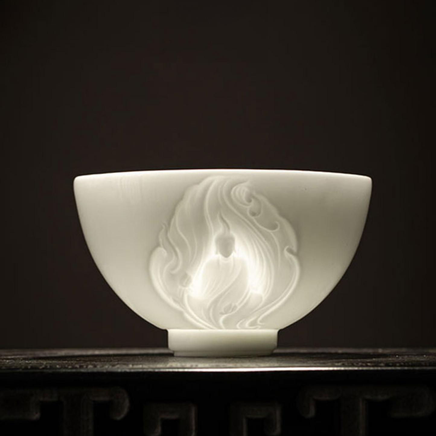 Mutton Fat Jade Relief Carving Cup