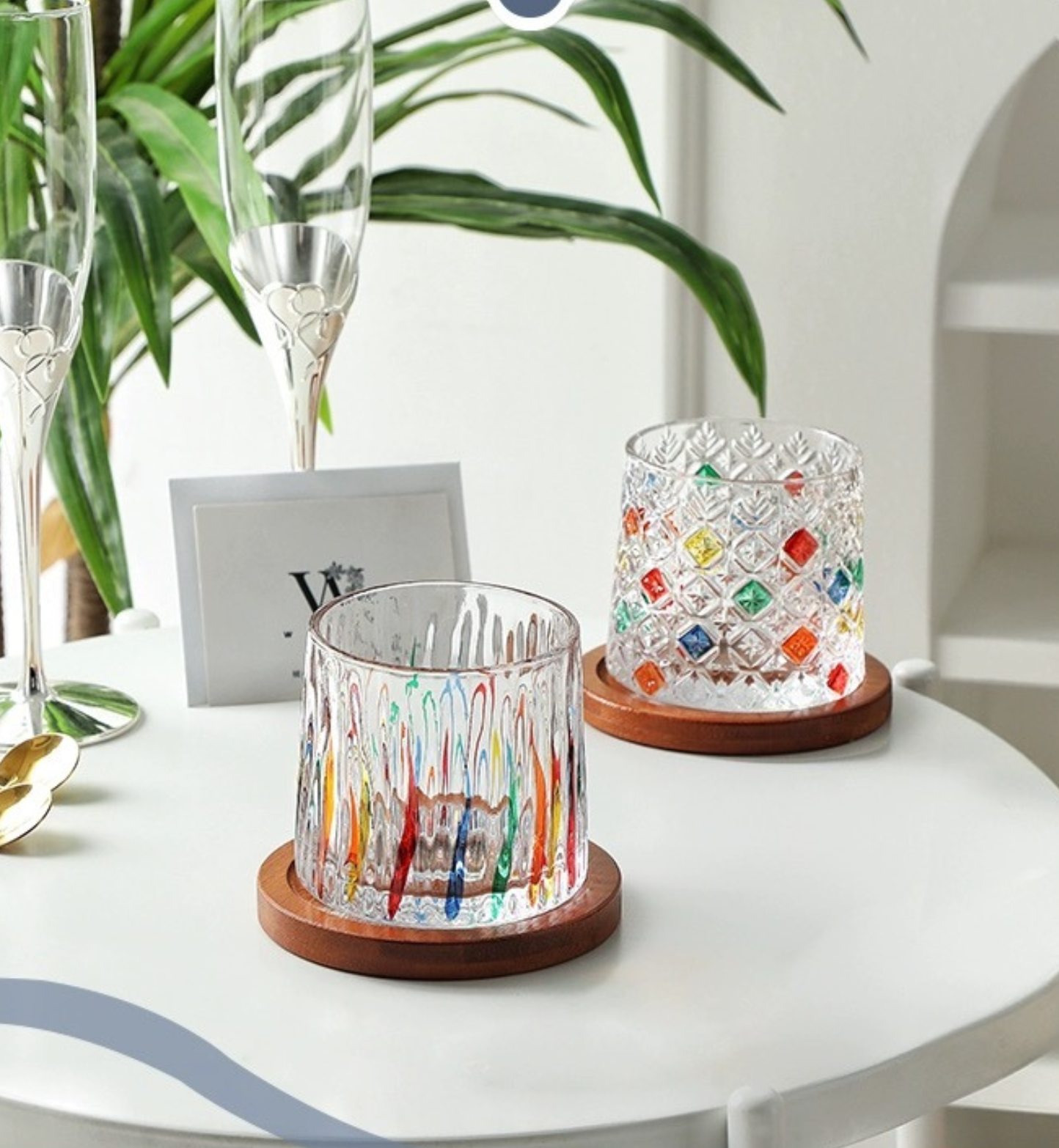 Whimsical Swirl Painted Glassware Set