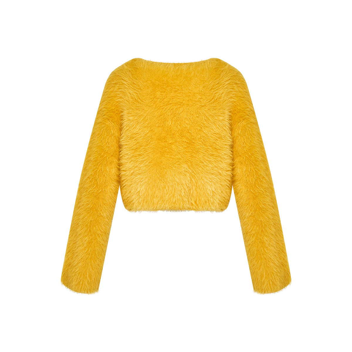 Kroche Imitated Marten Fur Short Sweater Ginger Yellow