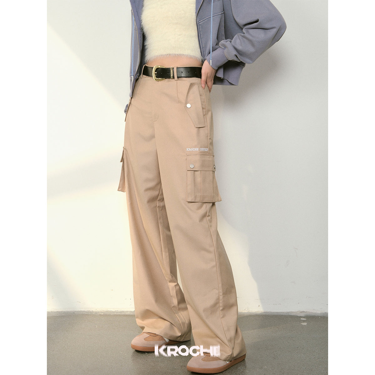Kroche Multi-Pocket Oversized Cargo Pants Khaki