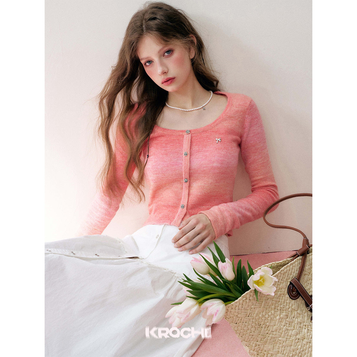 Kroche Peachy Gradient Woolen Cardigan