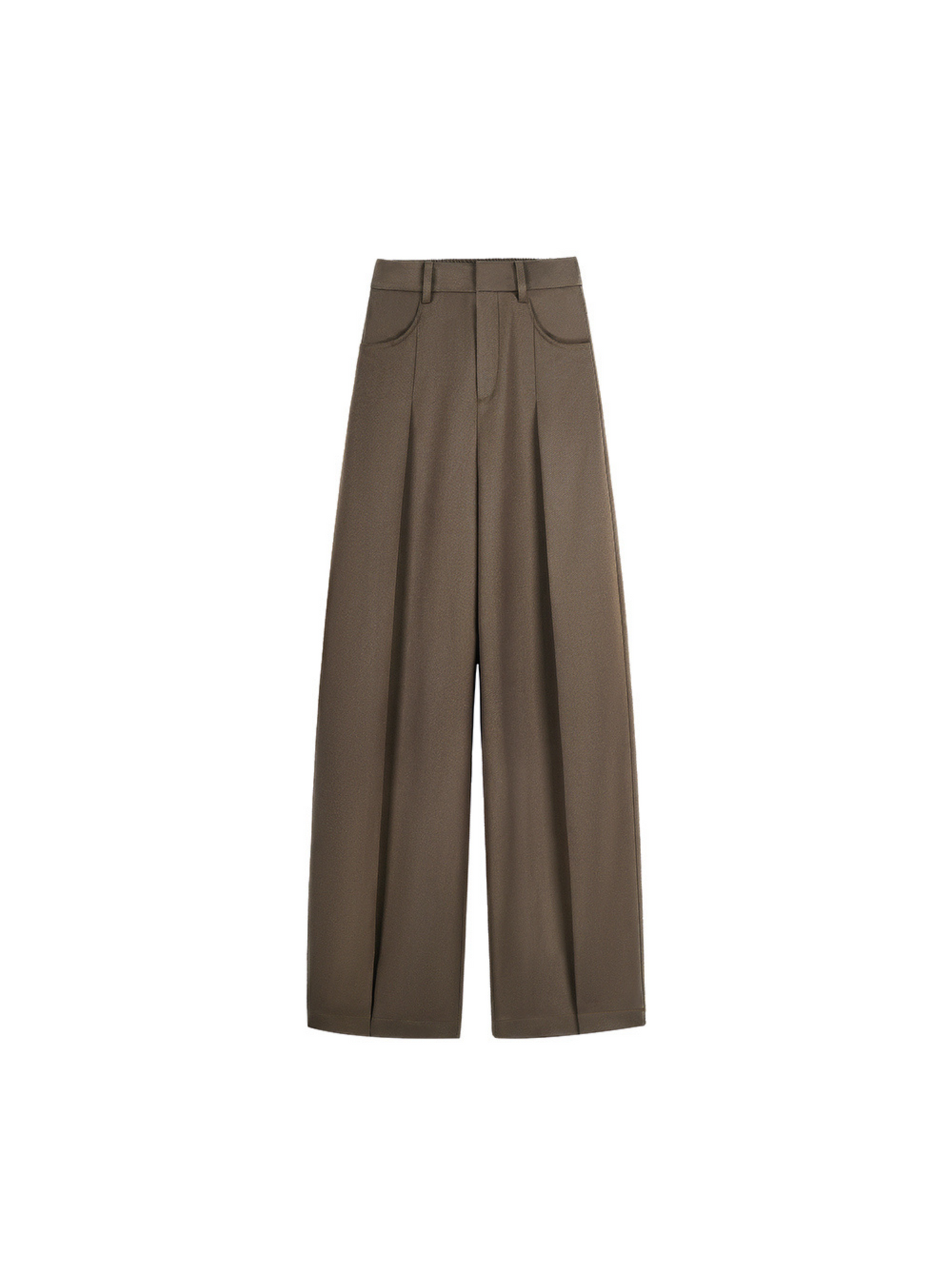 Heavy-Drape Elastic Waist Pleated Curved Trousers