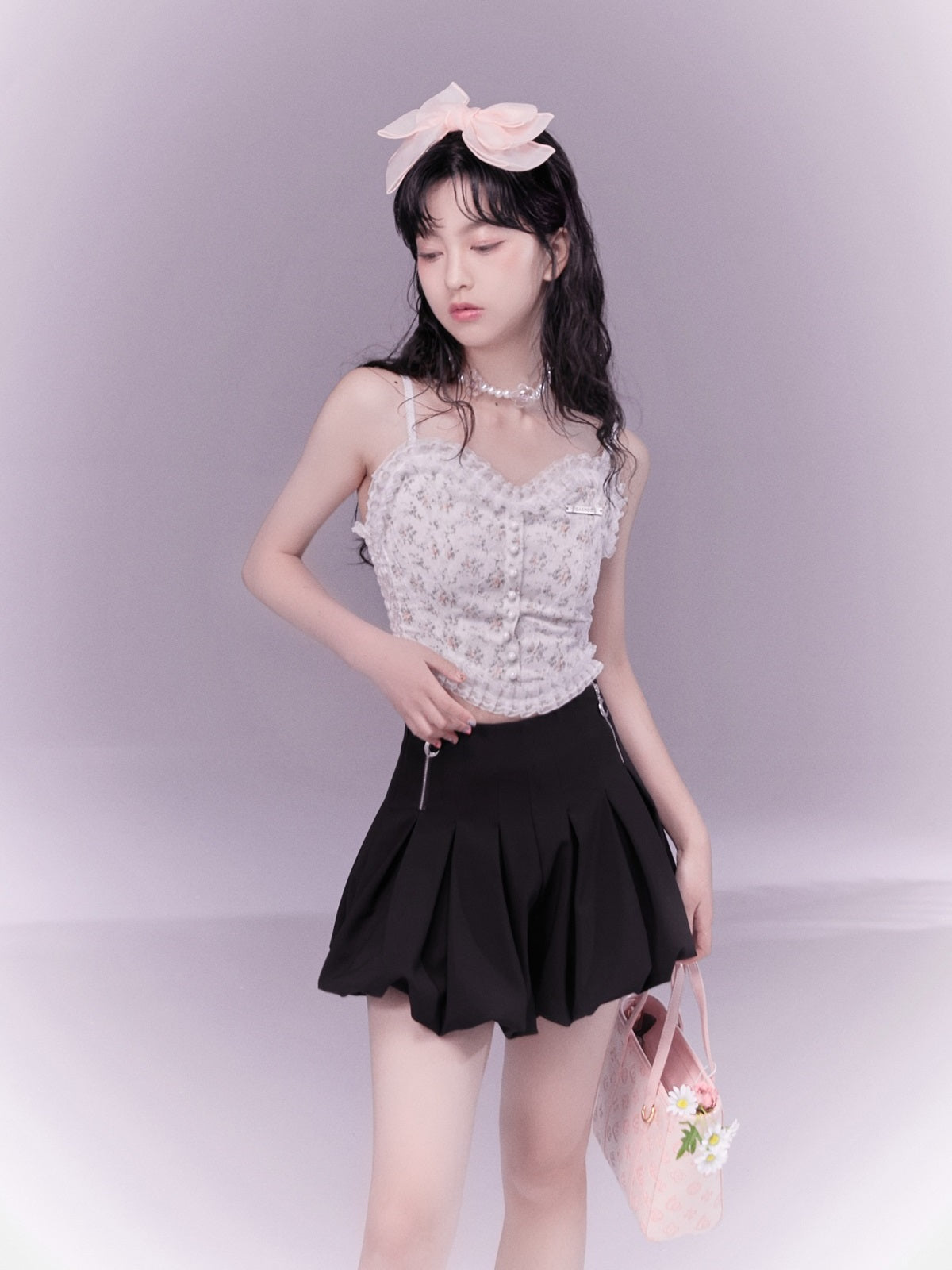 레이스 레트로 플라워 캐미솔 