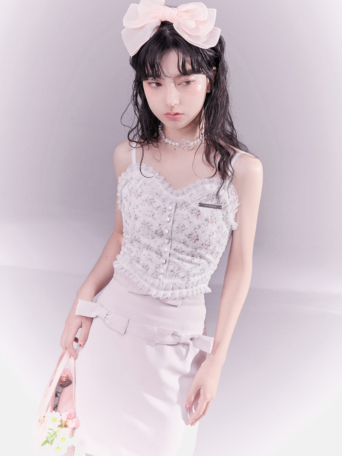 레이스 레트로 플라워 캐미솔 