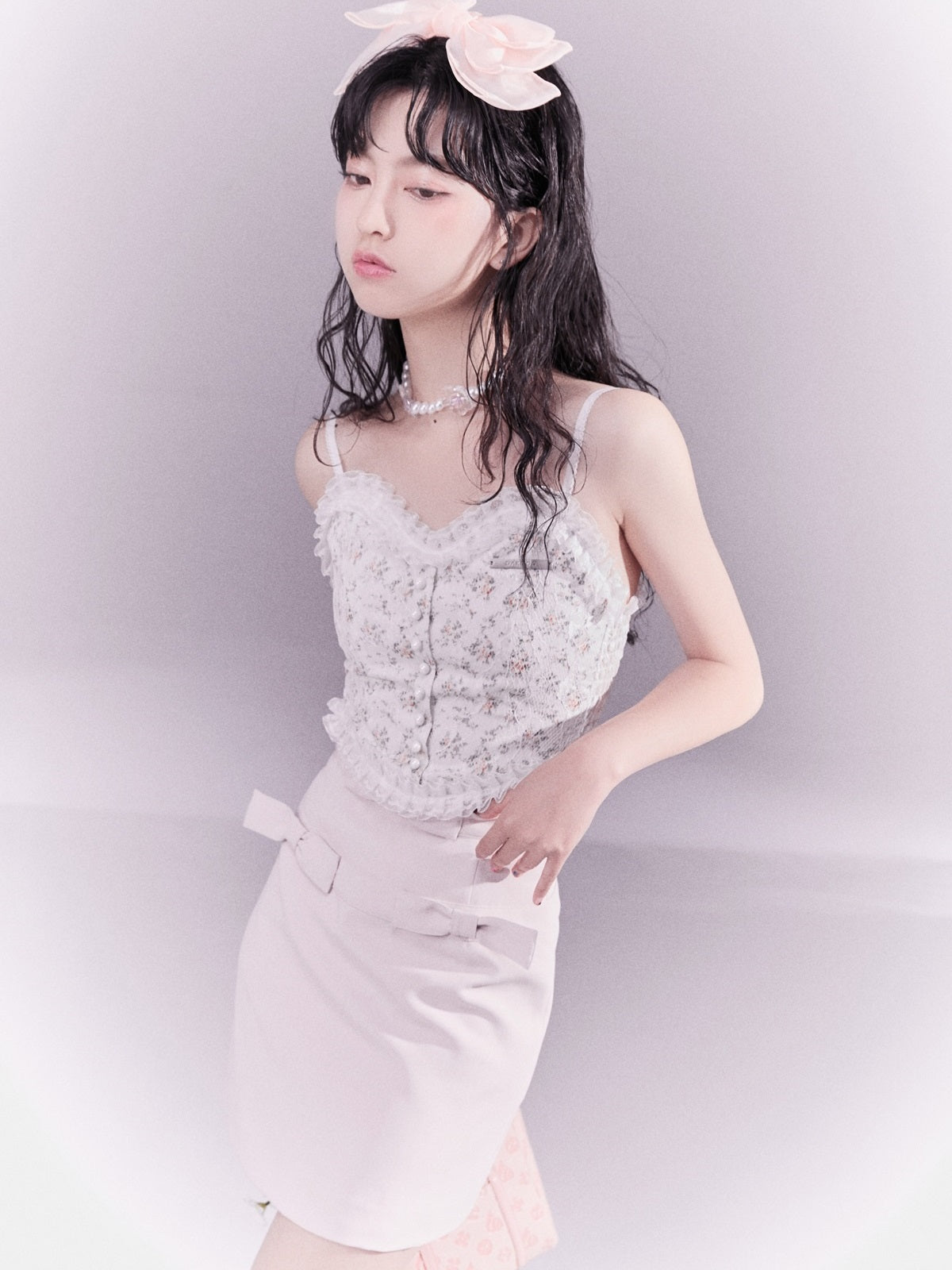 레이스 레트로 플라워 캐미솔 