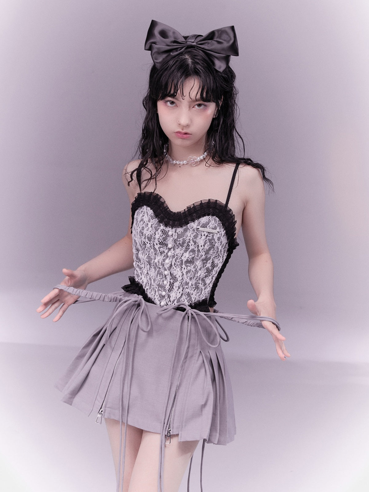 레이스 레트로 플라워 캐미솔 