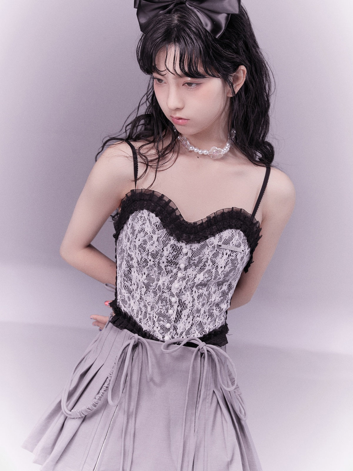 레이스 레트로 플라워 캐미솔 