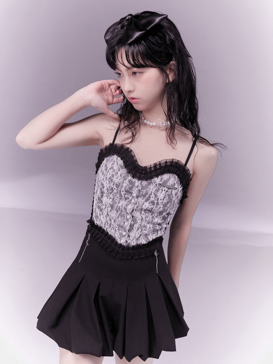 레이스 레트로 플라워 캐미솔 