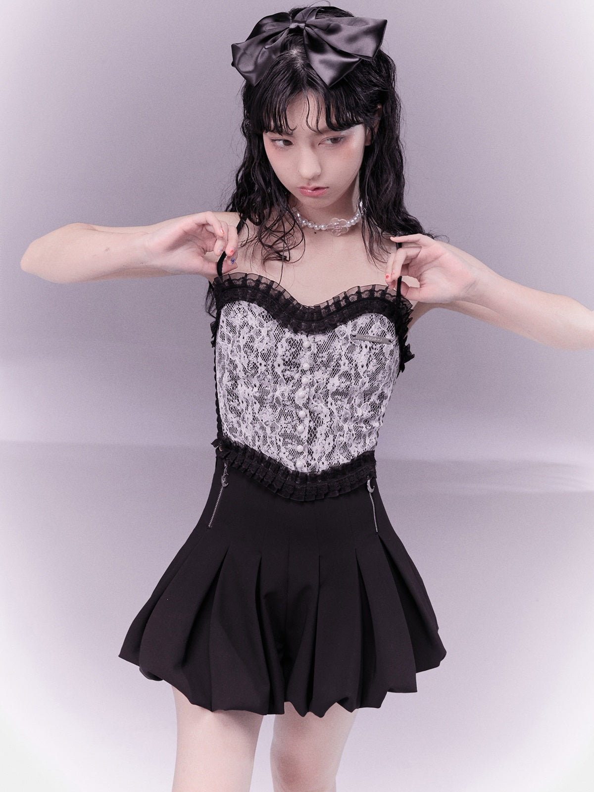 레이스 레트로 플라워 캐미솔 