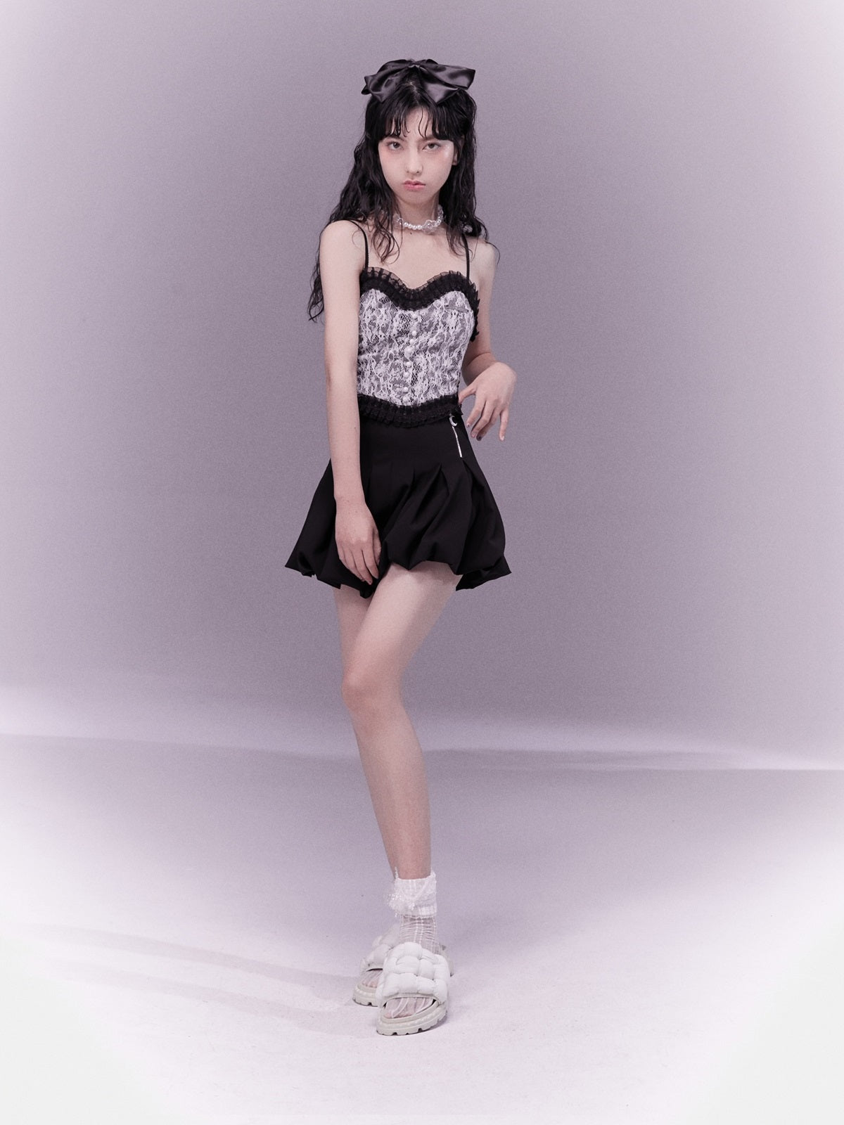 레이스 레트로 플라워 캐미솔 