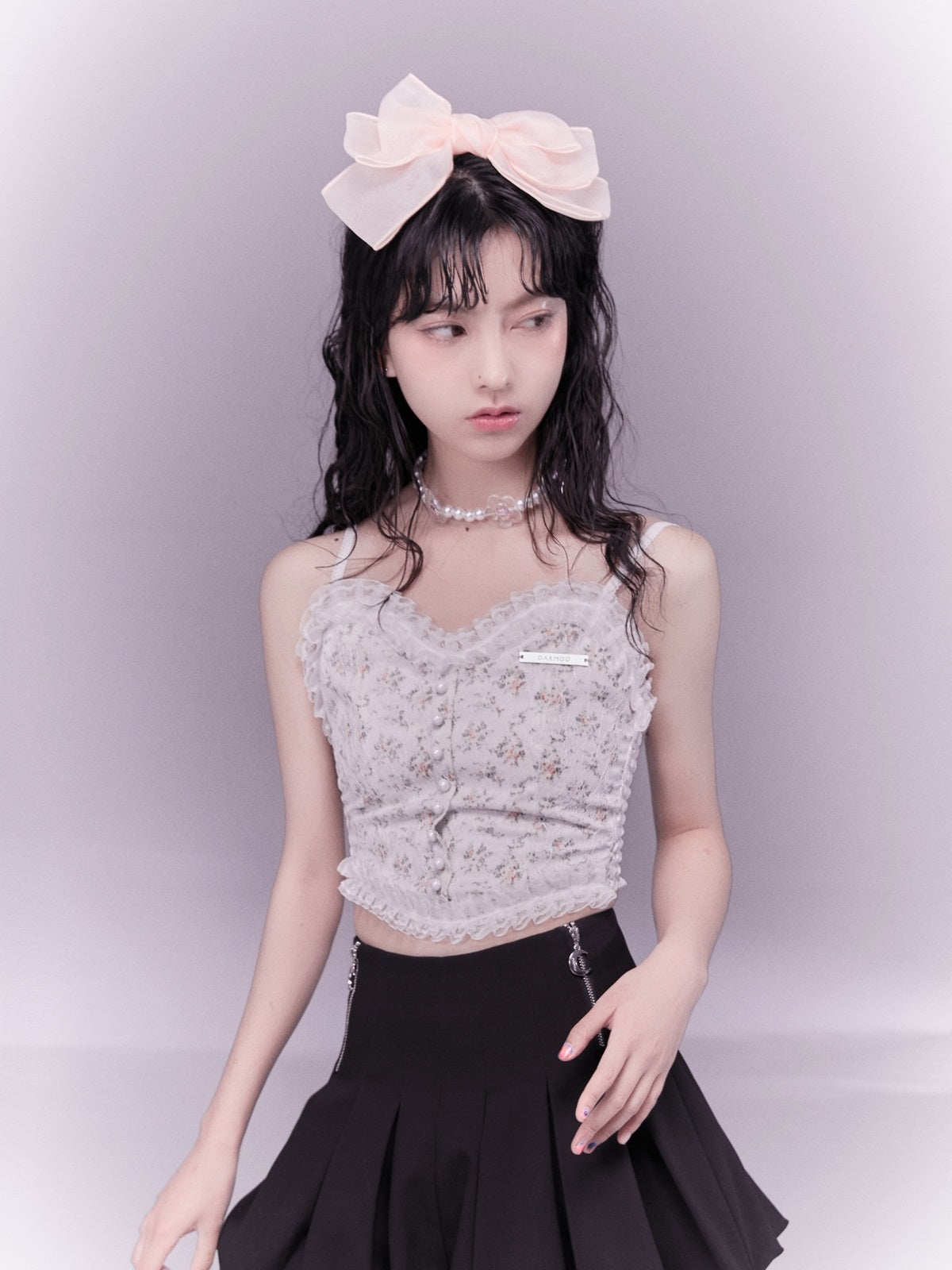 레이스 레트로 플라워 캐미솔 