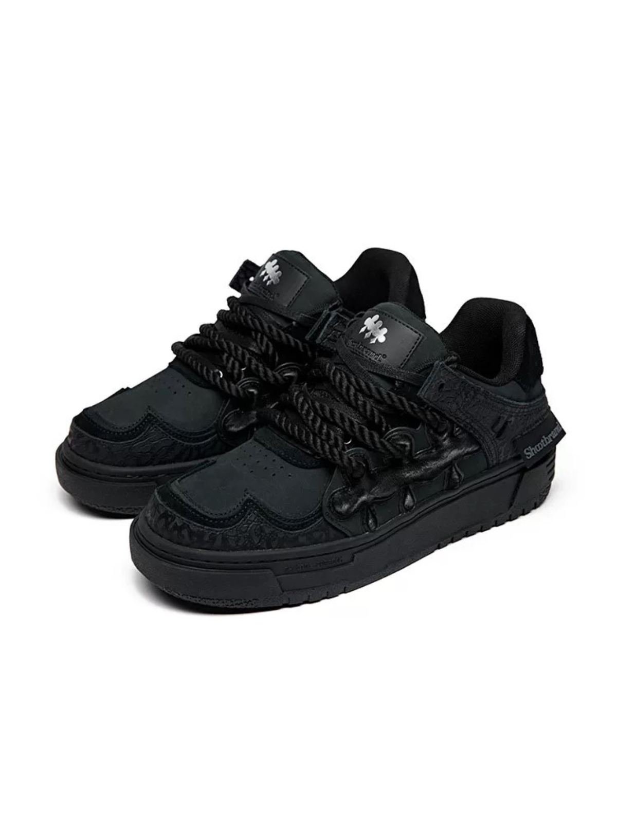 Black Samurai Low-Top Dirty Skate Shoes