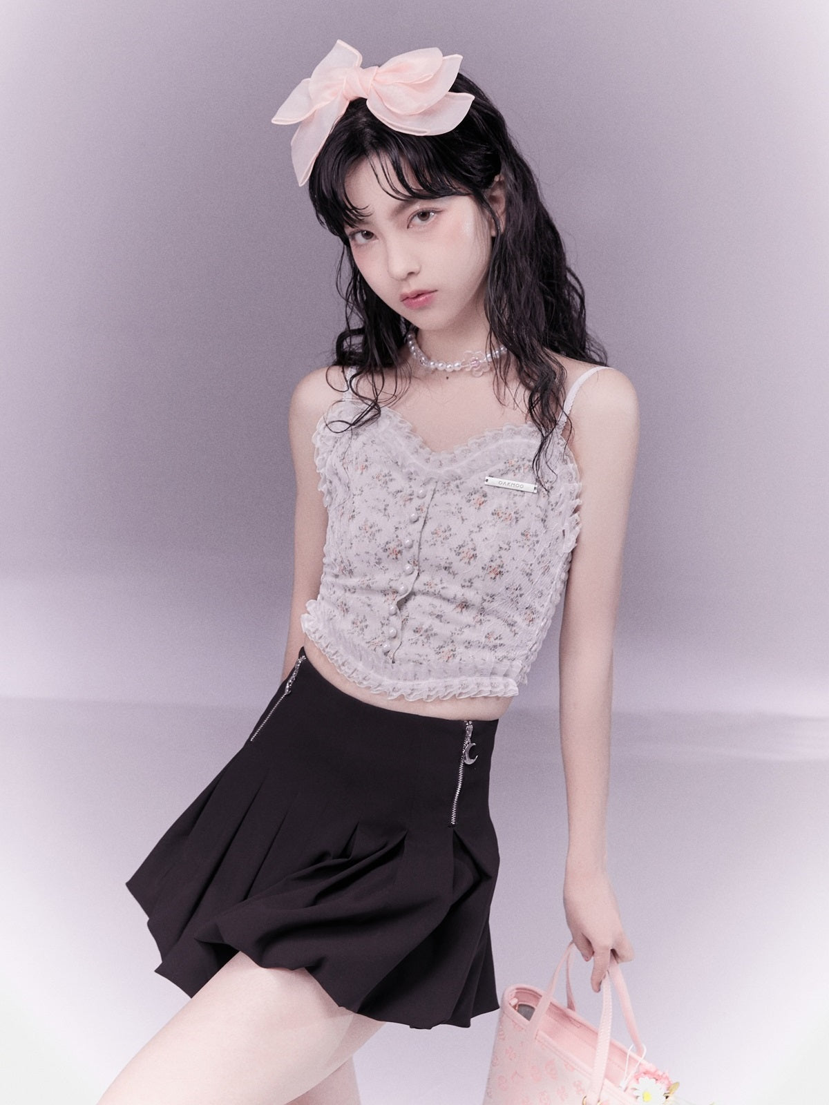 레이스 레트로 플라워 캐미솔 