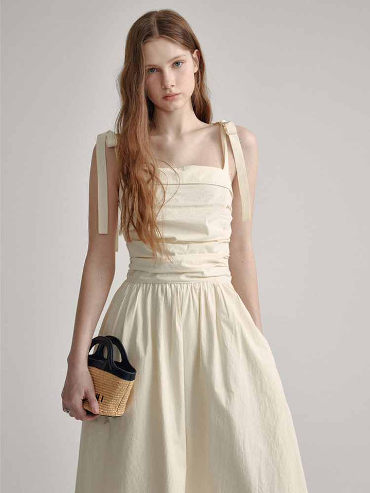 Pleated Waist A-line Summer Dress