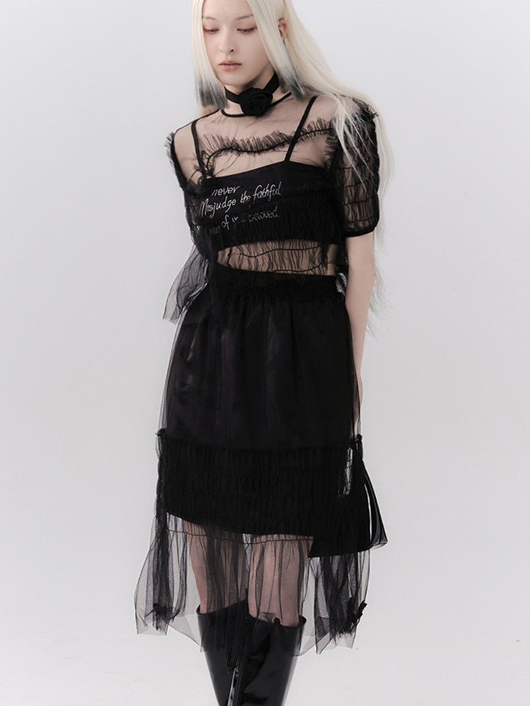 Tutu High-waist Butterfly See-through Skirt